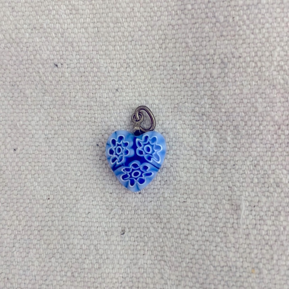 Blue Murano Heart Necklace Pendant